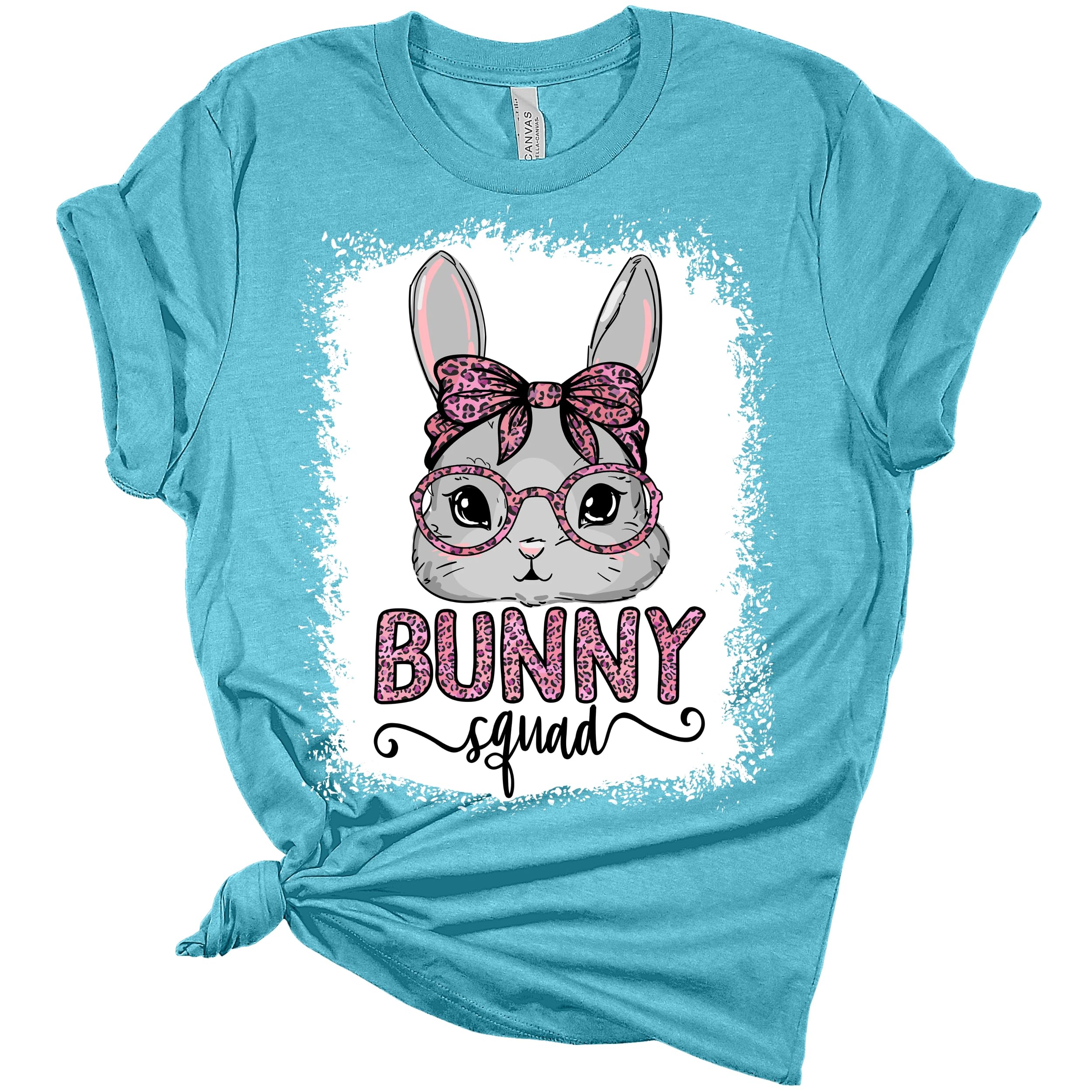 Women's Easter Bunny Squad Graphic T-Shirt - Funny Cute Easter Tee for Women - Perfect for Easter Parties, Family Gatherings & Spring Outfits