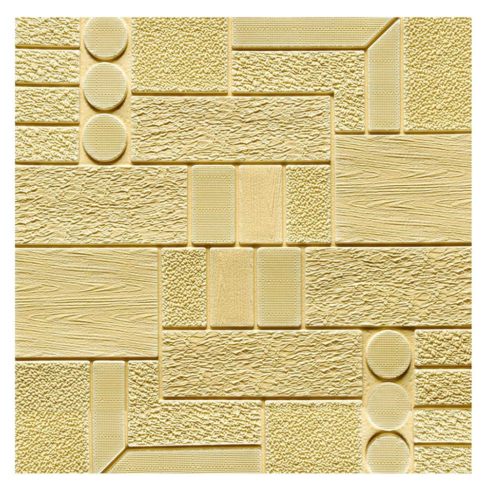 3D Wall Panels Self-Adhesive Foam Wallpaper - Waterproof Decorative Stickers for Living Room & Bedroom - 10-Piece Set in Yellow - Easy Peel & Stick Home Decor for Modern Interior Design
