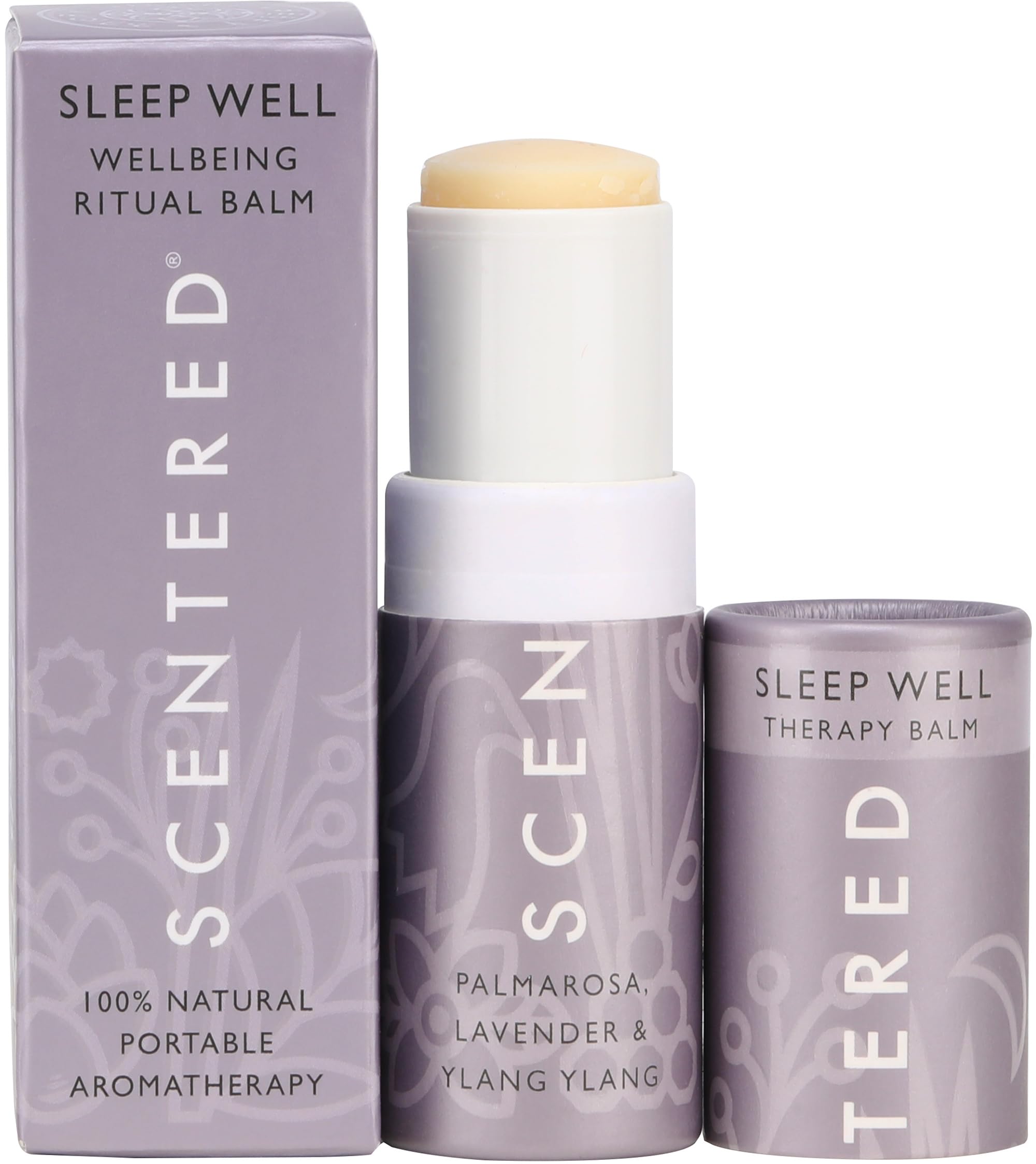 Scentered Aromatherapy Balm Stick - Natural Lavender Essential Oil Roll On for Better Sleep & Relaxation - Organic Sleep Aid with Palmarosa & Ylang Ylang - Perfect Aromatherapy Gift for Women - Ideal for Nighttime Routine, Travel & Stress Relief