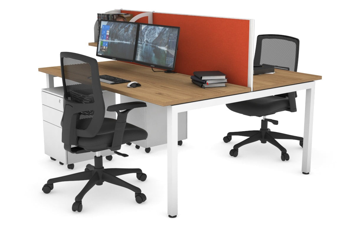 Quadro Square Legs 2 Person Office Workstation Desk - 1200L x 700W Modern Shared Workspace Solution for Home & Business Offices