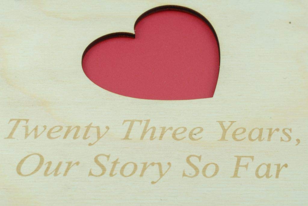 23 Year Anniversary Wooden Scrapbook Album - Romantic Gift for Wife, Girlfriend or Couples - Perfect for Wedding, Anniversary & Valentine's Day Memories