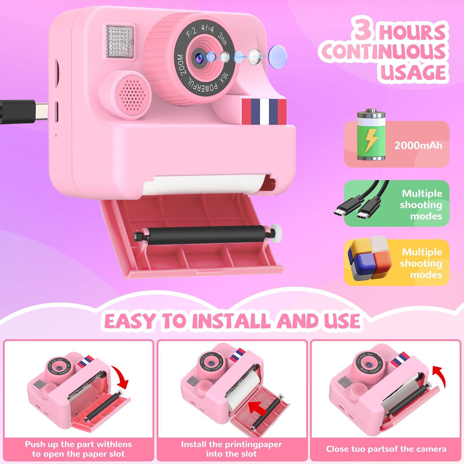 Kids Smart Phone with Camera & Instant Print - Fun Learning Toy for Children | Perfect for Travel, Birthday Gifts & Early Education