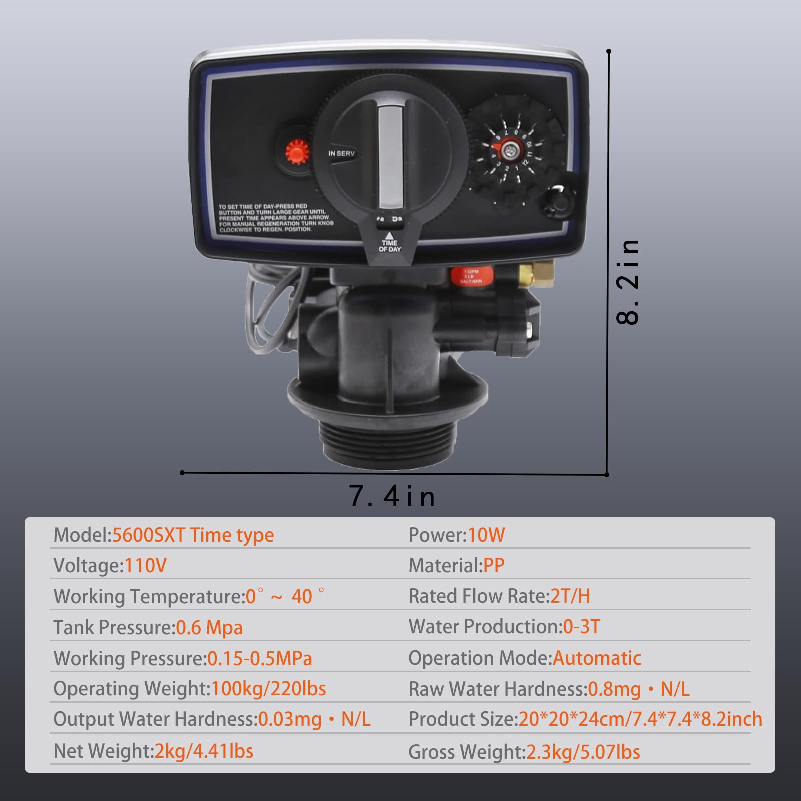 DEVALLEY 5600 Water Softener Valve - 12-Day Digital Timer Control Valve for Water Softener Systems | High Performance Metered on Demand Replacement Head & Water Distributor | Perfect for Home Water Treatment & Filtration Systems
