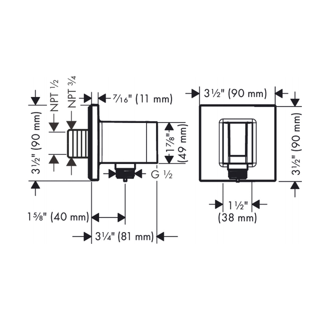 Fixfit E Hand Shower Holder Connector - Wall Mount with 4 Brass/Matt Black Options - Perfect for Bathroom, Shower, and Spa Installations