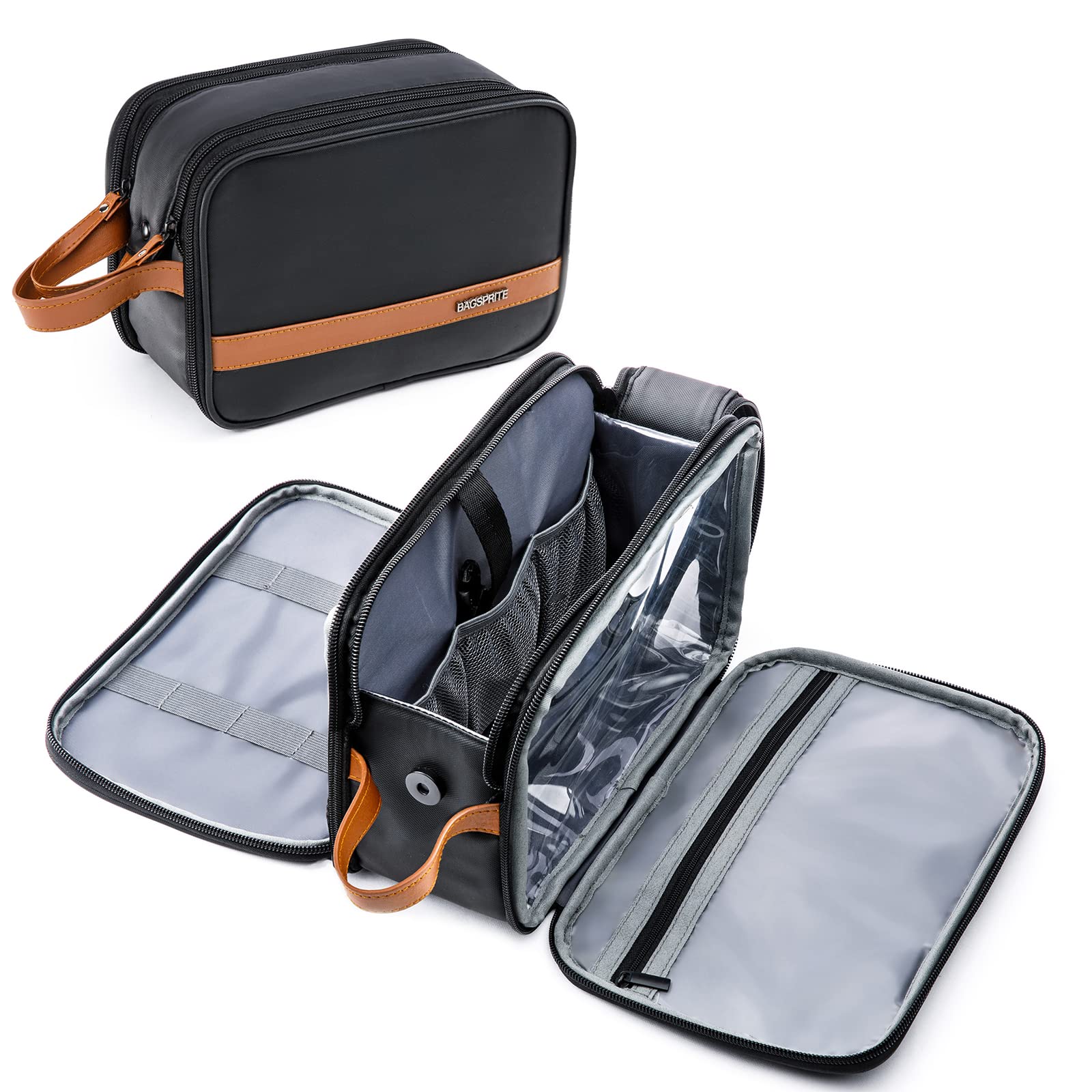 BAGSPRITE Large Waterproof Hanging Toiletry Bag for Men & Women - Travel Makeup Cosmetic Organizer with Hook - Ideal for Bathroom, Gym, Camping & Airplane Carry-On Essentials