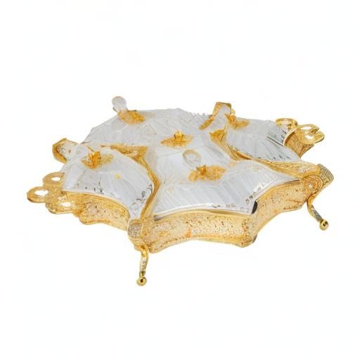 Italian Gold 5-Section Snack Serving Tray with Lids - Elegant Candy & Dessert Holder for Parties, Weddings, and Home Entertaining