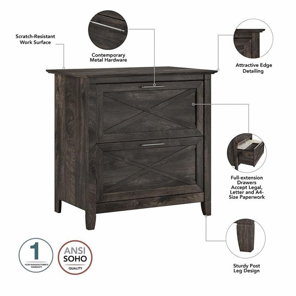 Atlin Designs Dark Gray Computer Desk with Lateral File Cabinet - Home Office Furniture for Small Spaces & Modern Workspaces