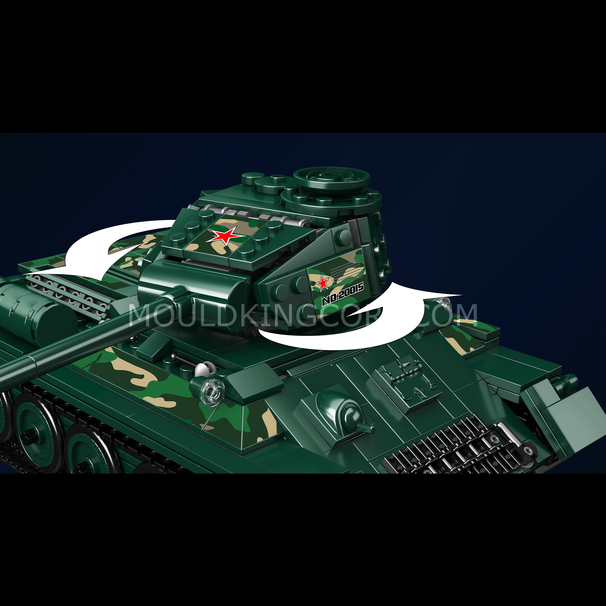 Mould King 20015 Soviet T-34 Tank Model Building Kit - 800 PCS Military Vehicle Toy for Adults & Kids | WW2 Historical Collection, DIY Construction Project, Gift for Tank Enthusiasts