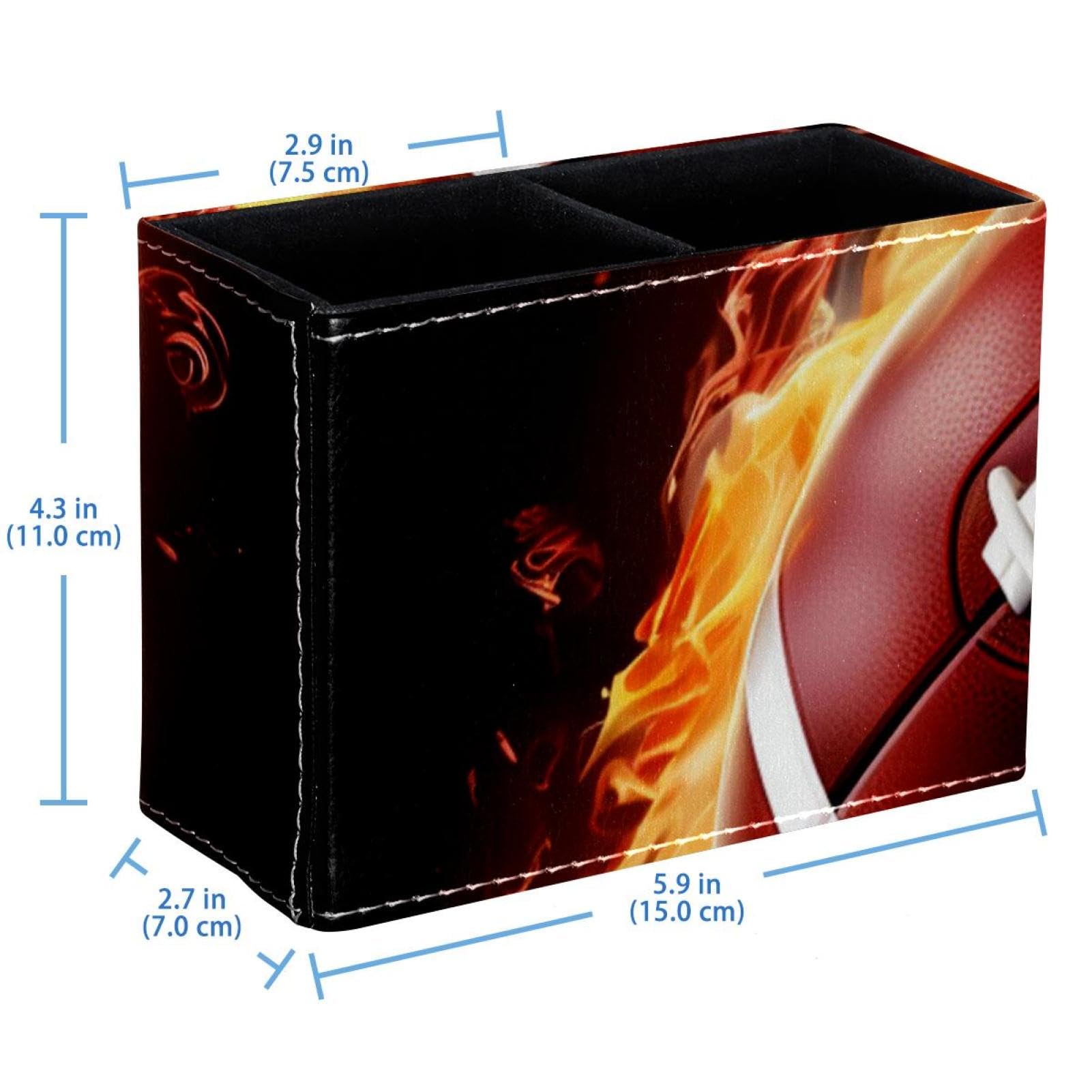 Desk Pen Holder & Pencil Organizer - American Football & Fire Design Office Supplies for Home, Office, and School Organization