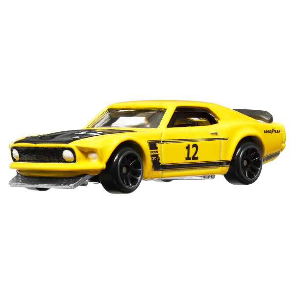 Hot Wheels Vintage Racing Club 1969 Ford Mustang Boss 302 Die-Cast Car - Collectible 1:64 Scale Model for Display & Racing Scenes