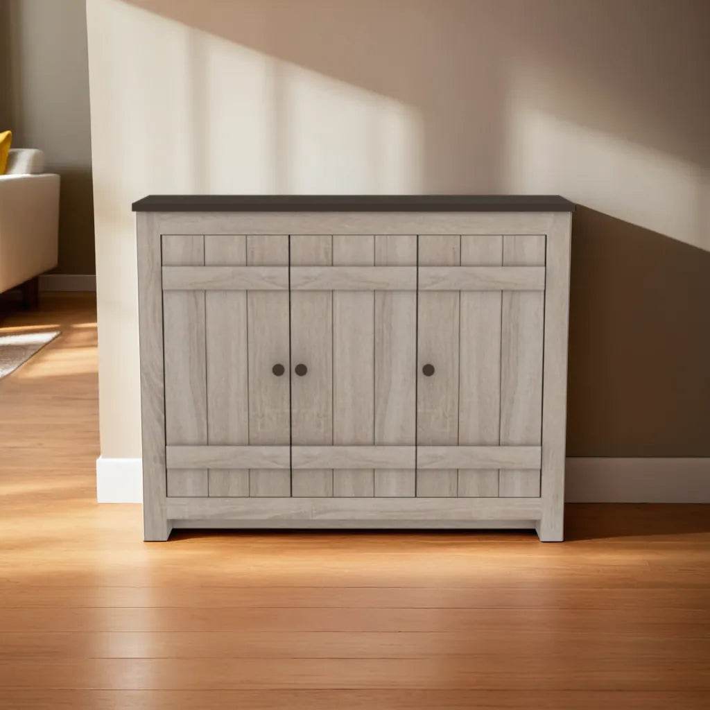Dutton 3-Door Rustic Shoe Cabinet - Solid Wood Entryway Storage Organizer for Shoes, Boots & Accessories | Perfect for Hallway, Mudroom & Small Space Organization
