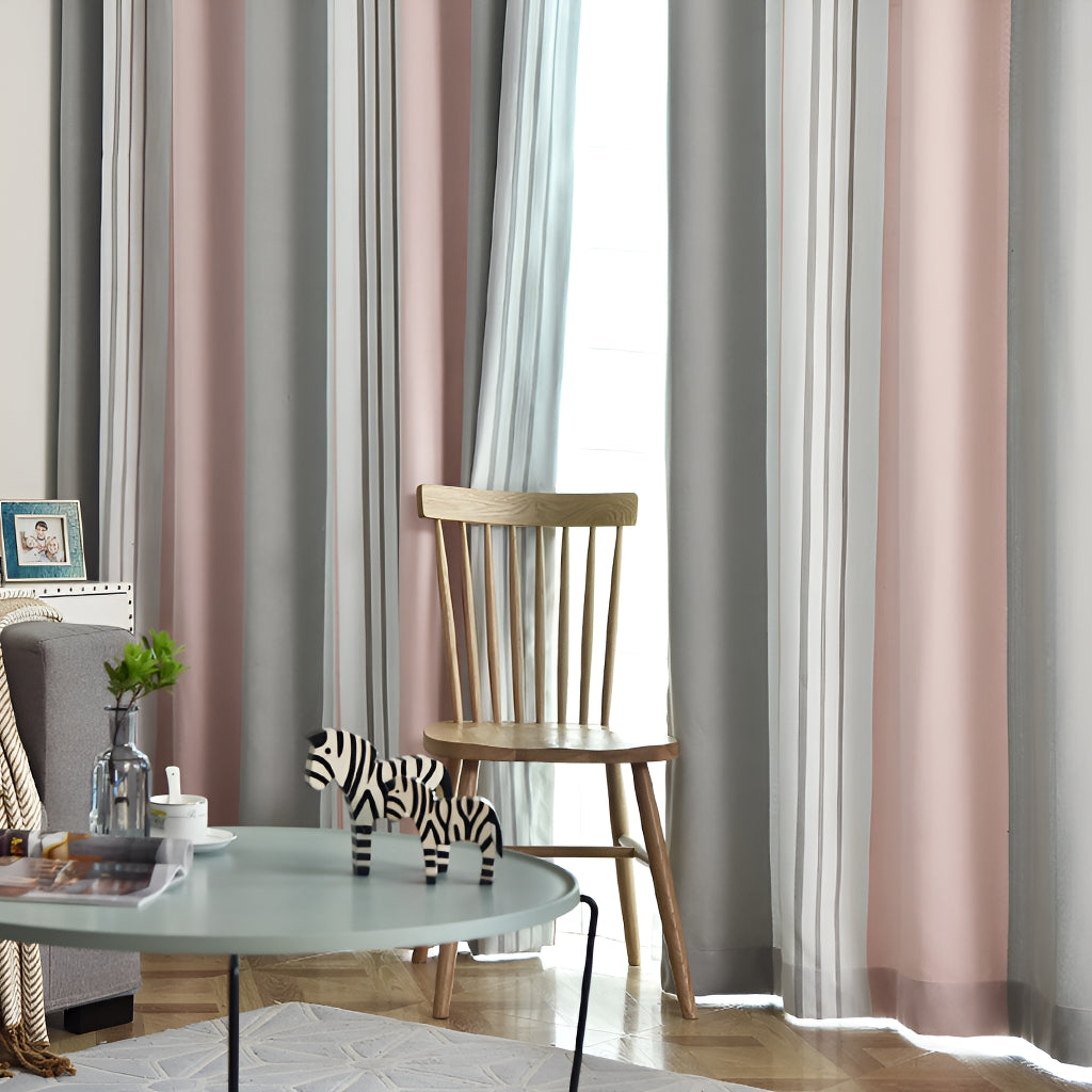 Gisselle Color Blocking Blackout Curtains - Custom Room Darkening Window Drapes for Bedroom & Nursery | Noise Reducing & Light Blocking for Better Sleep