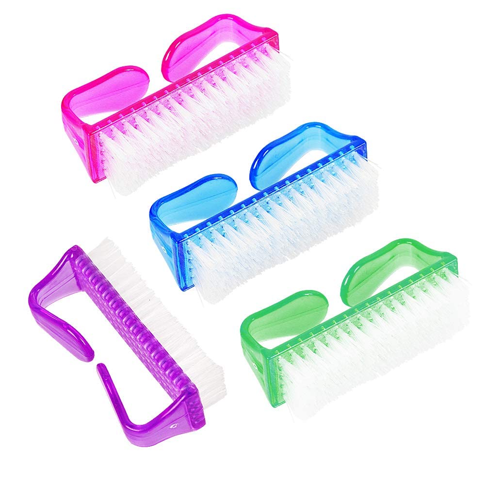 MEPOINT 4-Piece Nail Brush Set - Durable Handle Grip Fingernail & Toe Cleaner, Pedicure Scrub Brush for Deep Cleaning - Multicolor (Pack of 4) - Perfect for Home Spa, Salon & Travel Manicure/Pedicure Care