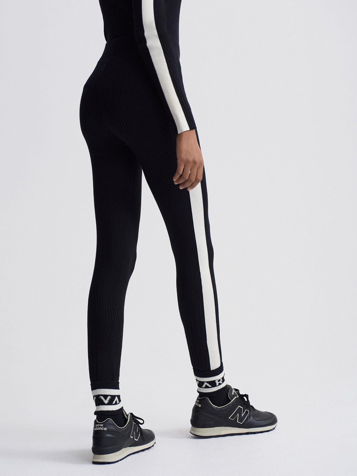 Varley Aiden Knit Legging - High Waisted Stretchy Yoga Pants for Women - Black - Perfect for Workouts, Running, and Casual Wear