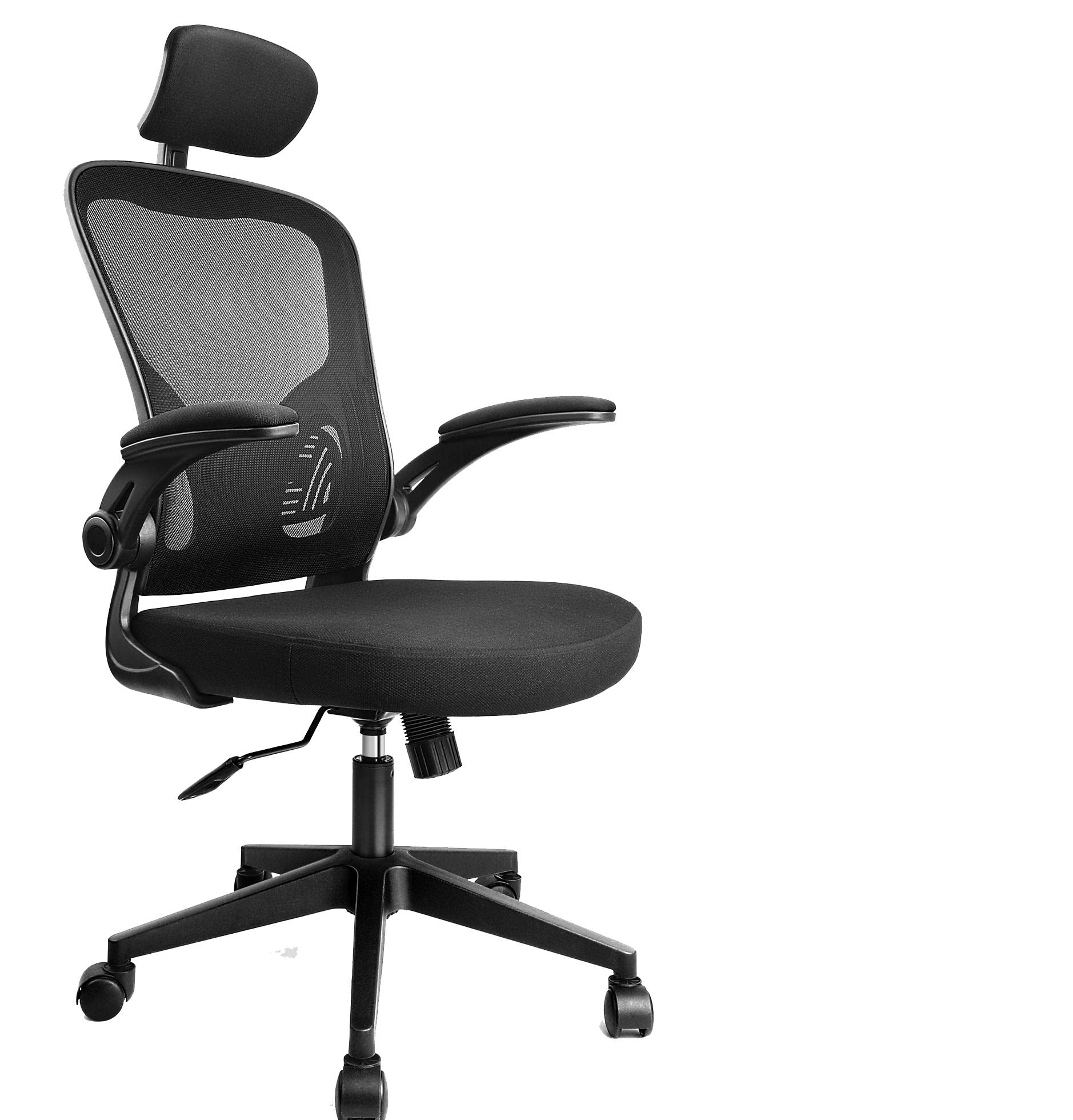 Ergonomic Office Chair with Adjustable Headrest & Lumbar Support - High Back Computer Desk Chair for Home Office - Comfortable Swivel Task Chair for Long Hours Work, Gaming & Study (Black)