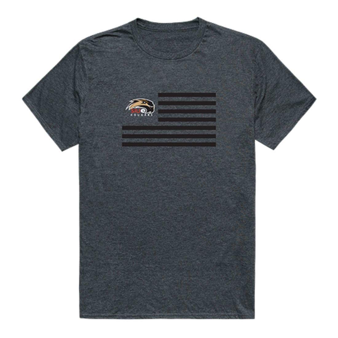 SIUE Southern Illinois University Edwardsville Cougars USA Flag T-Shirt - Heather Charcoal | Comfortable College Apparel for Game Day & School Spirit