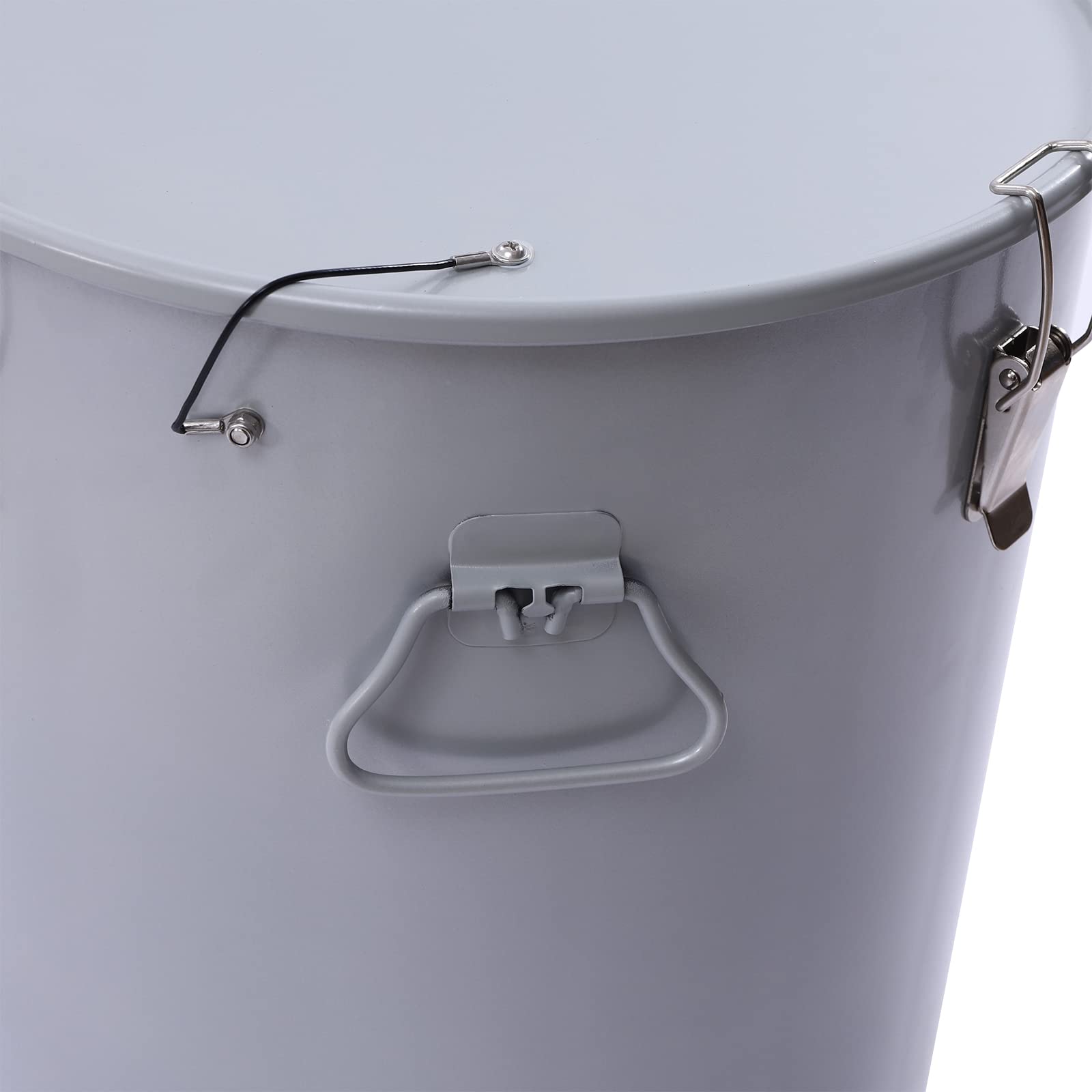 16 Gallon Fryer Grease Bucket - Steel Oil Disposal Caddy with Locking Lid & Filter Bag for Hot Cooking Oil Filtering - Perfect for Restaurants, Food Trucks & Commercial Kitchens (Silver)