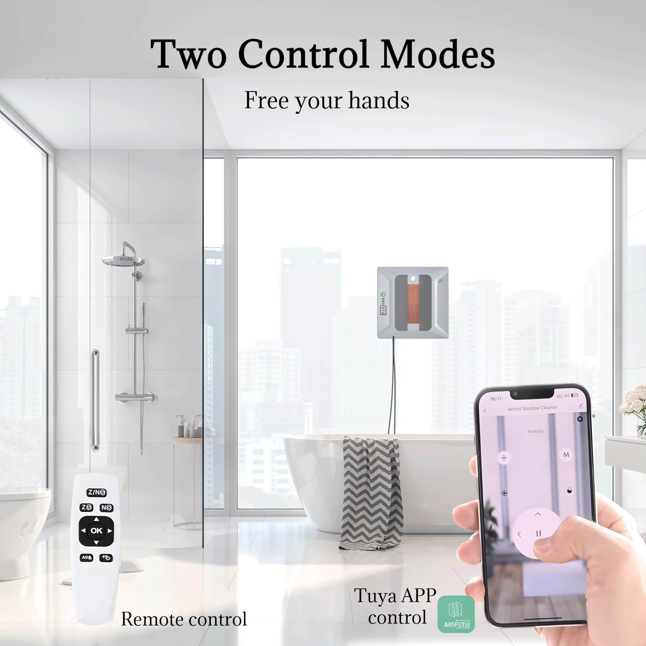 Upgraded Automatic Window Cleaning Robot with Water Spray & Edge Detection - Smart App Remote Control for High-Rise Windows, Glass, Tiles & Marble | Perfect for Home, Office & Skyscraper Maintenance
