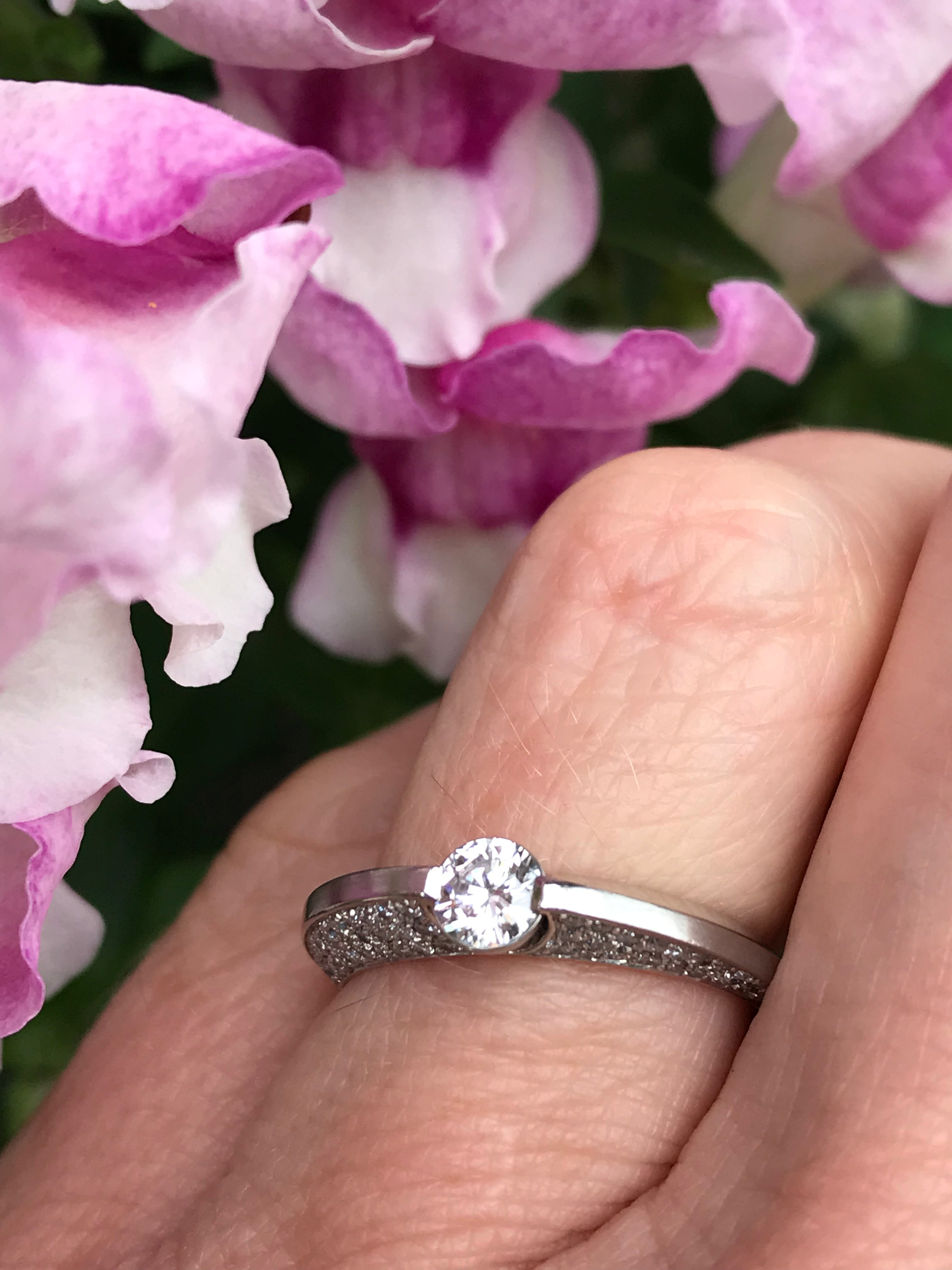 0.27ct Platinum Diamond Ring - Brilliant Cut & Pave Set Natural Diamond Engagement Ring for Women - Perfect for Weddings, Anniversaries & Special Occasions
