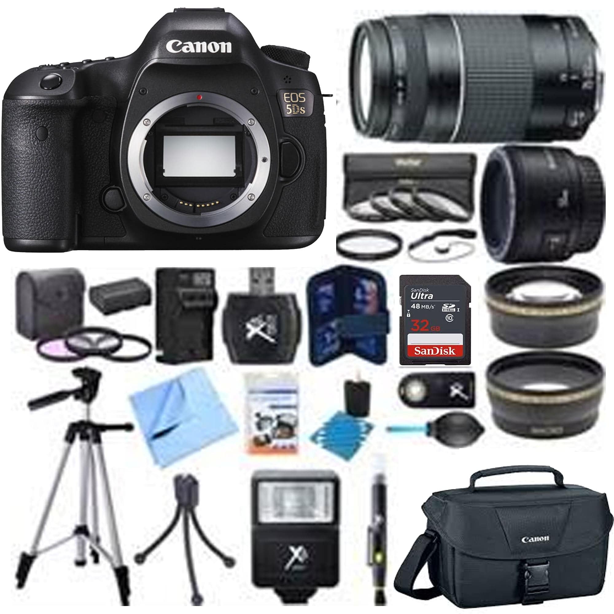 Canon EOS 5DS 50.6MP Full Frame Digital SLR Camera with 50mm & 75-300mm Lens Bundle - Professional Photography for Portraits, Wildlife and Landscape Shooting