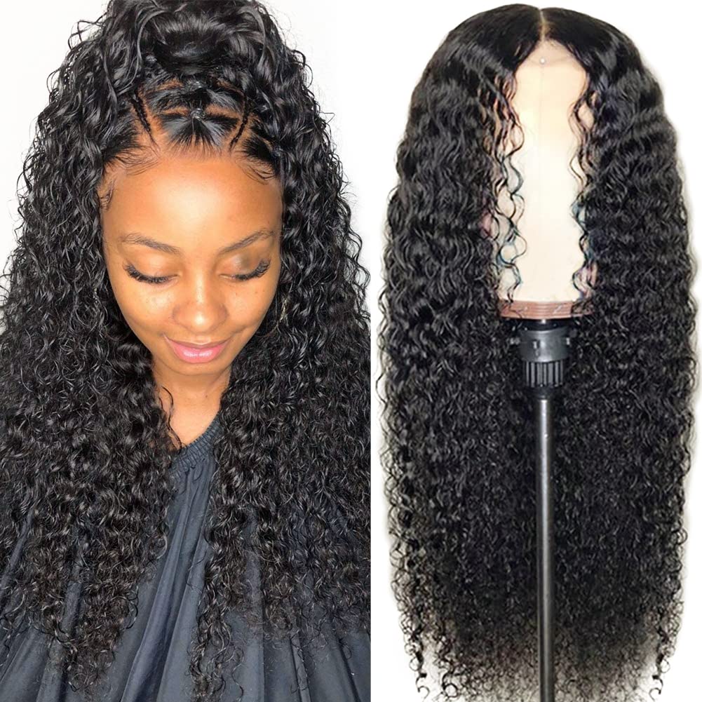 CYNOSURE 13x4 HD Transparent Lace Front Human Hair Wig for Black Women - 9A Grade 180% Density Curly Lace Front Wig with Baby Hair & Pre-Plucked Hairline - Natural Black Color 20 Inch - Perfect for Daily Wear, Parties & Special Occasions