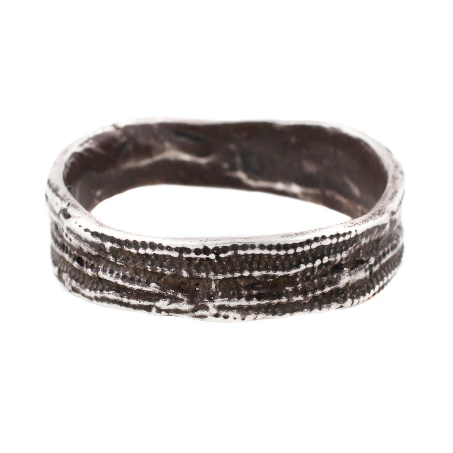 Oxidized Silver Double Sea Urchin Band Ring - Boho Chic Jewelry for Women, Handmade Sterling Silver Statement Ring - Perfect for Beach Weddings, Festivals, and Everyday Wear
