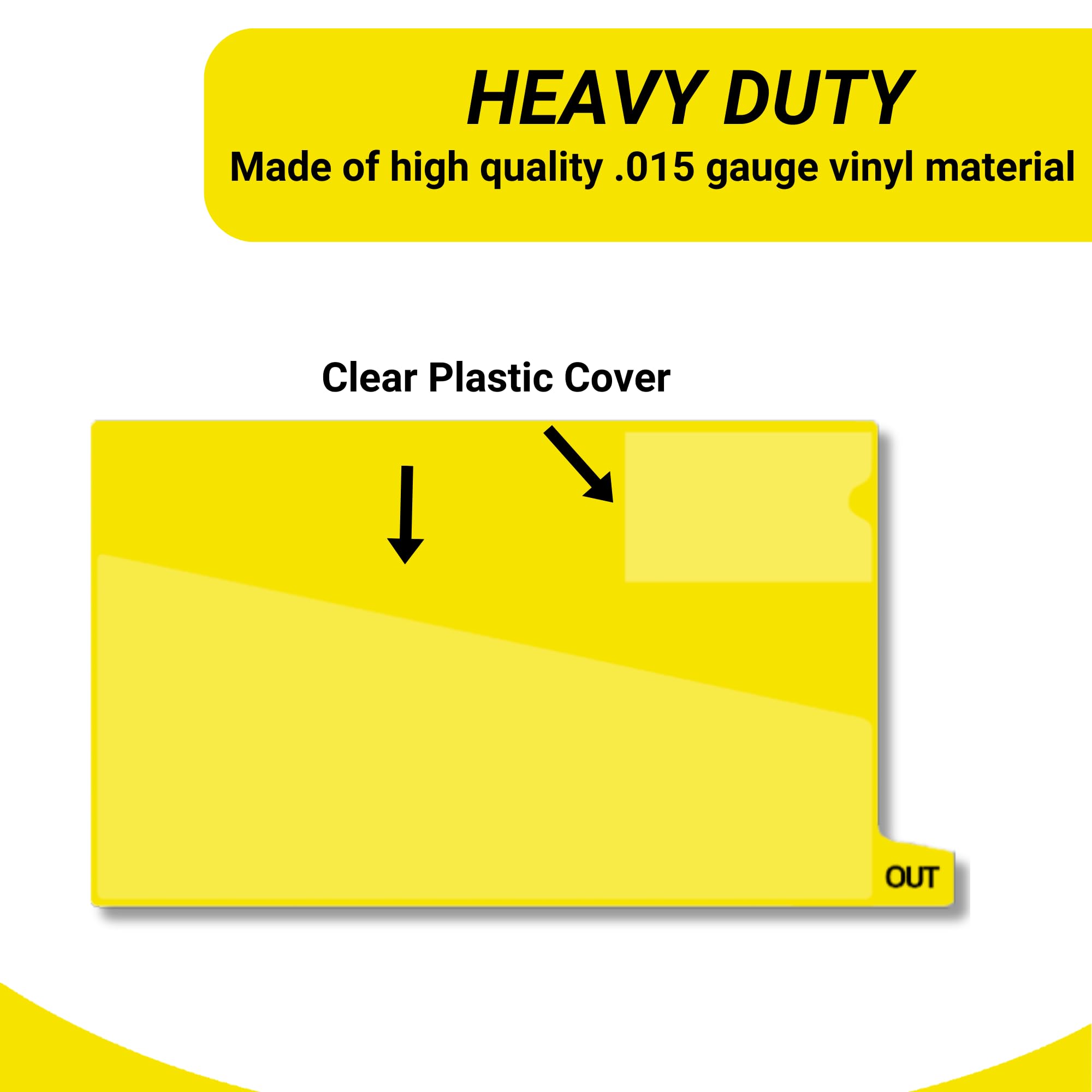 Vinyl File Folders with Diagonal Cut Front Pocket & Top Slip Pocket - Legal Size 9x16 Inches, Yellow (50/Box) - Perfect for Office Organization, Medical Records & Legal Documents