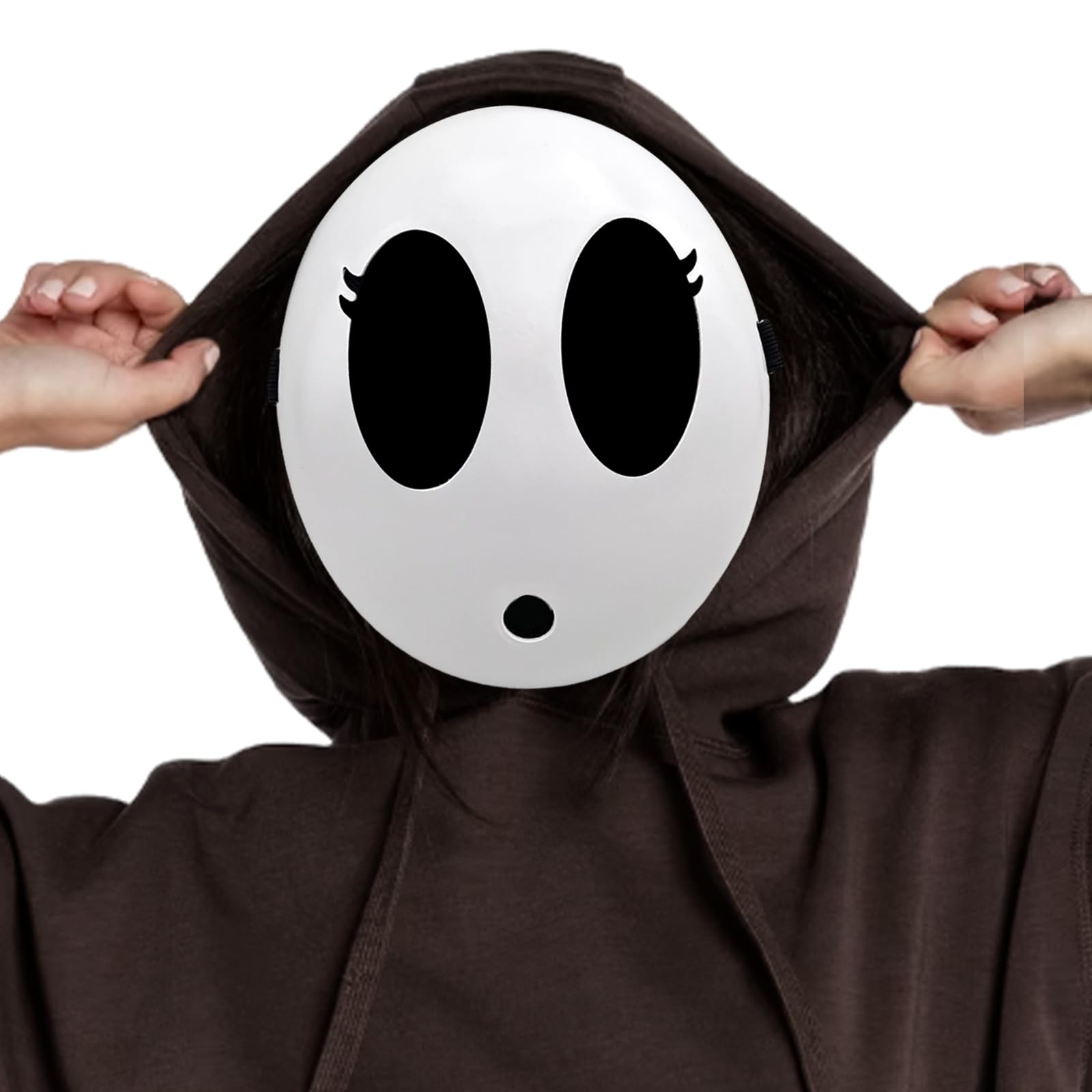 Shy Guy Mask White - Anime Cosplay Mask, Funny Halloween Face Mask, Costume Accessory for Cosplay & Halloween Parties - Perfect for Anime Conventions, Halloween Events & Themed Parties