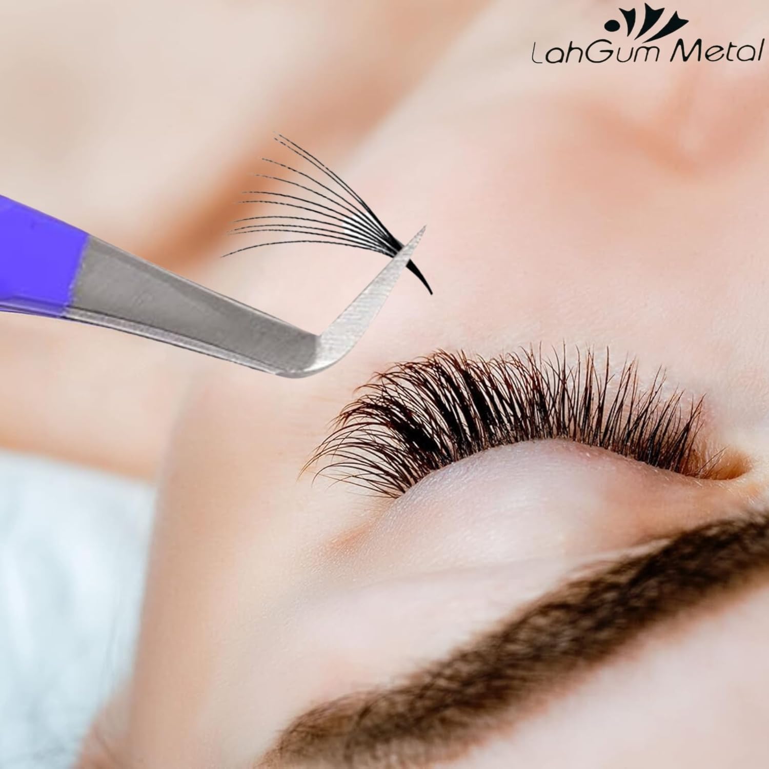 Premium Volume Eyelash Extension Tweezers - Boot L Shape with Microfiber Grip for Russian Mega Lashes | Professional Lash Fanning Tool for Salon & Home Use | Easy Application for Volume & Mega Volume Extensions
