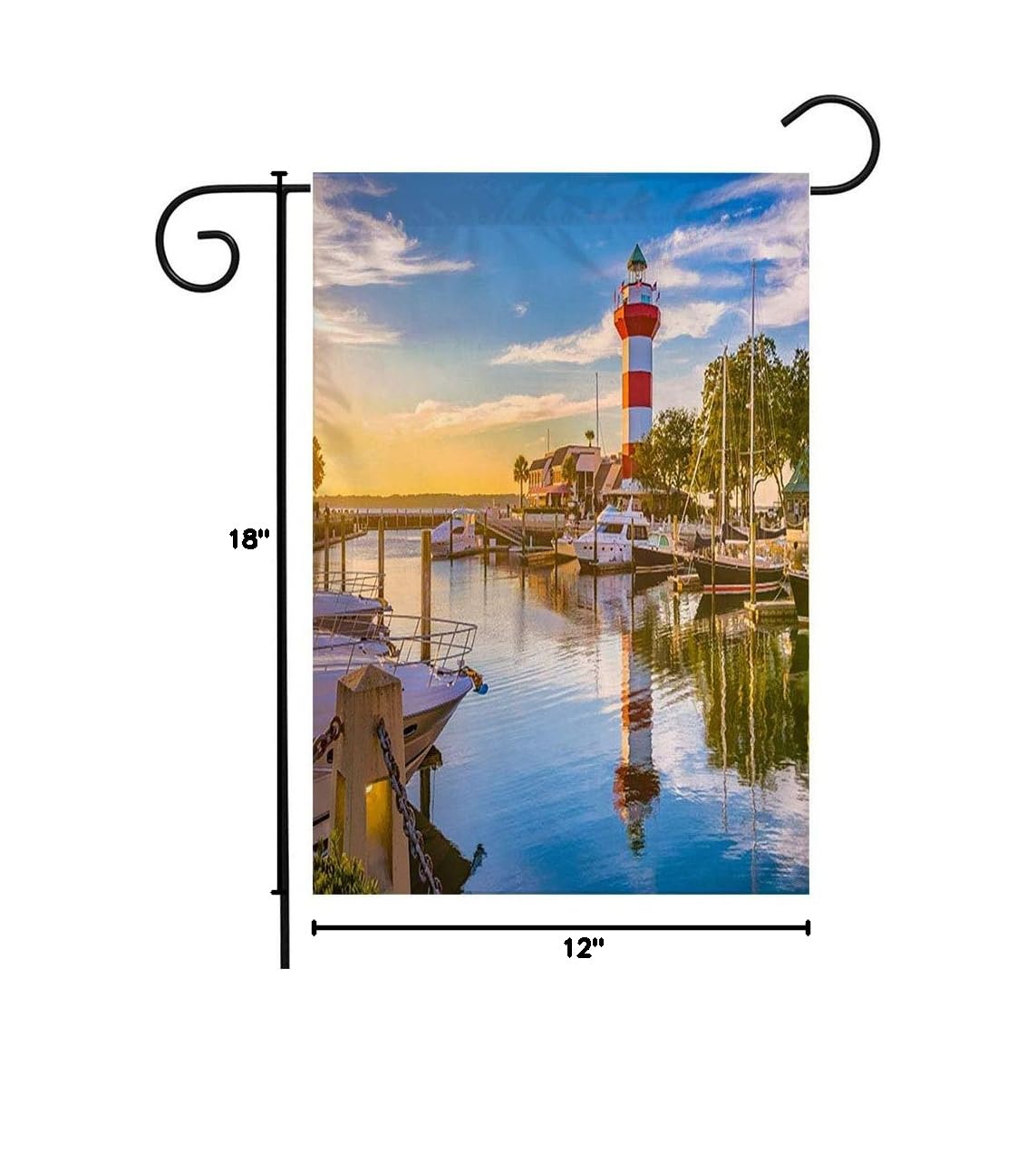 Coastal Lighthouse Garden Flag - 12x18 Inch Welcome Flag with Scenic Hilton Head Design for Patio, Lawn & Outdoor Decor - Perfect Gift for Beach House, Twilight Dusk Reflection Theme - Seasonal Home Decoration for Coastal Living & Waterfront Properties
