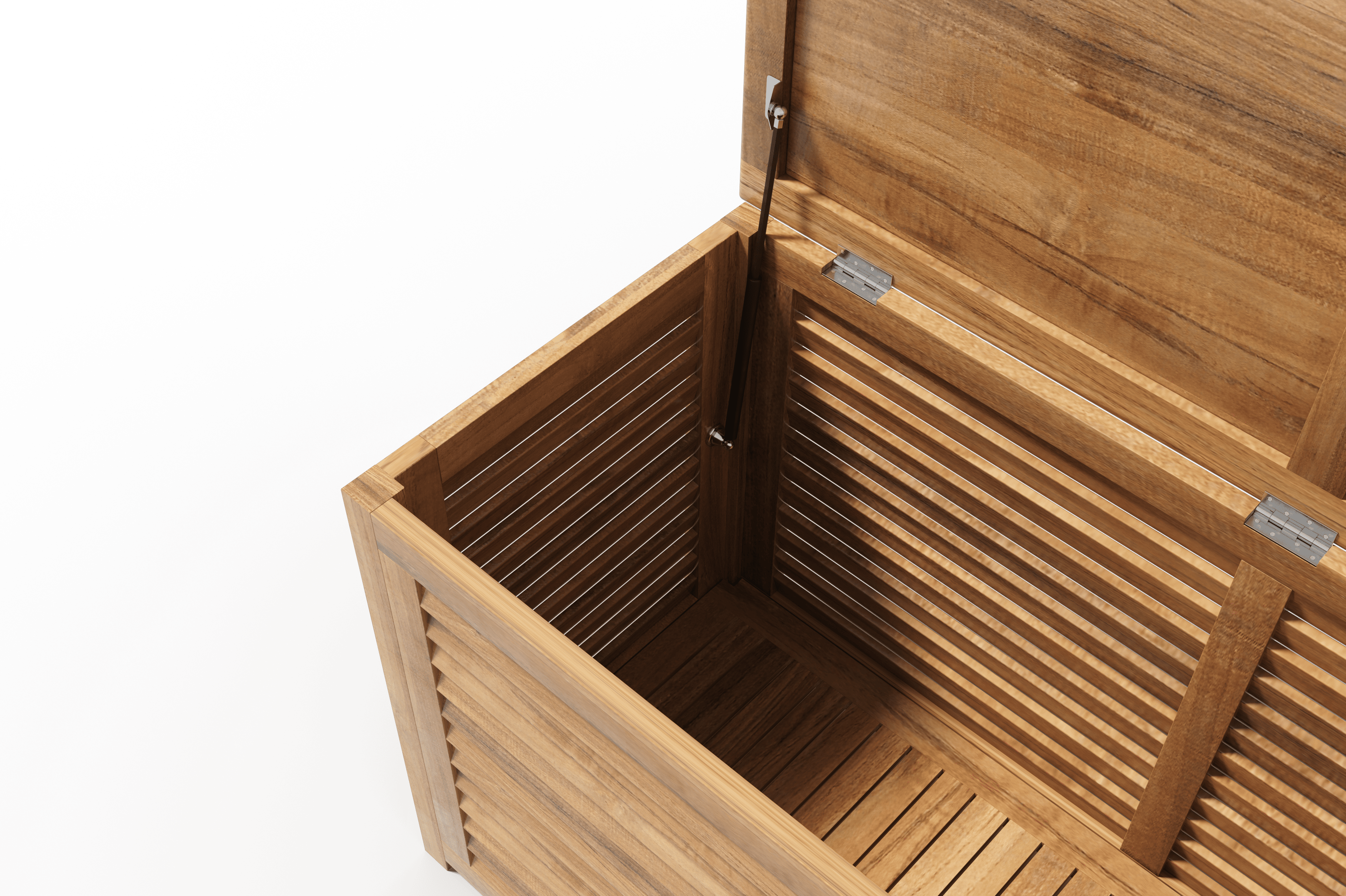 Martha Teak Outdoor Storage Cushion Box - Weatherproof Patio Furniture Bench with Seat Cushion Storage - Perfect for Garden, Deck, and Poolside Organization
