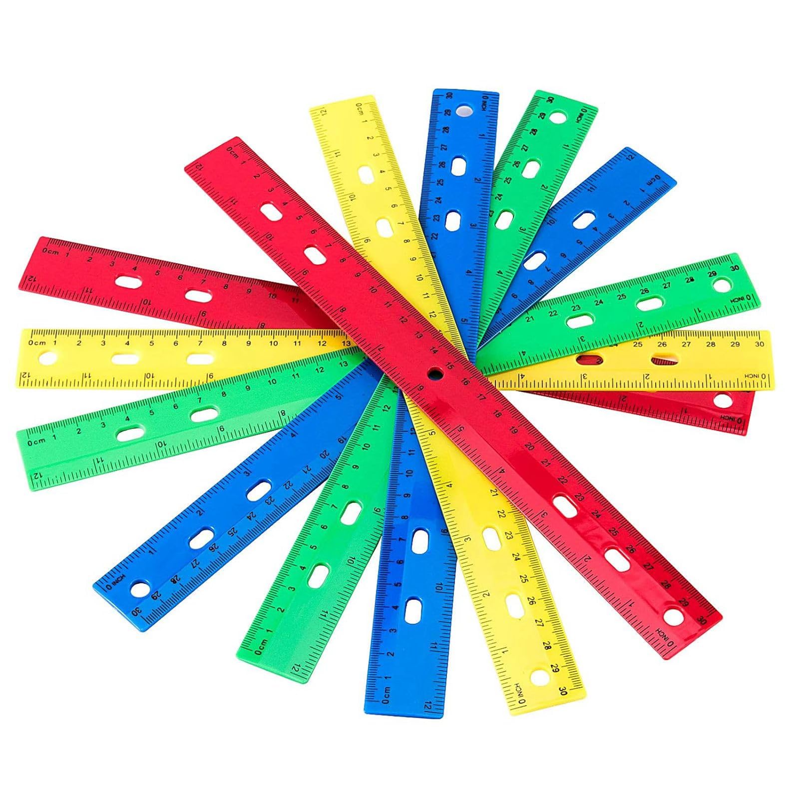ZOENHOU 12 Inch Plastic Rulers Bulk Pack - 96 Pcs Colorful School Rulers with Inches & CM for Kids Classroom Supplies