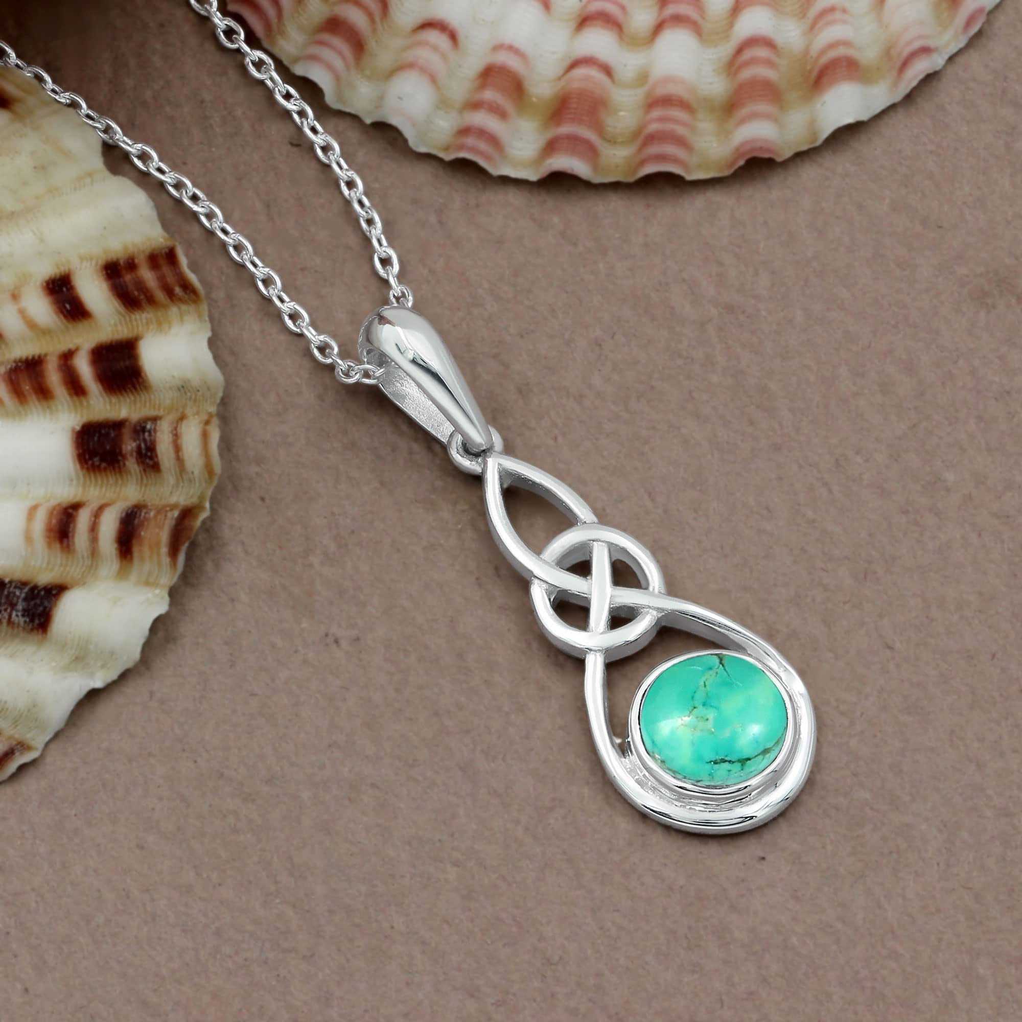 TISHAVI Natural Round Semi-Precious Gemstone Pendant Necklace for Women - Sterling Silver Birthstone Jewelry with 18-Inch Chain | Perfect Gift for Mom, Wife, Sister on Birthday, Anniversary & Women's Day | Elegant Everyday Wear & Special Occasion Accessory