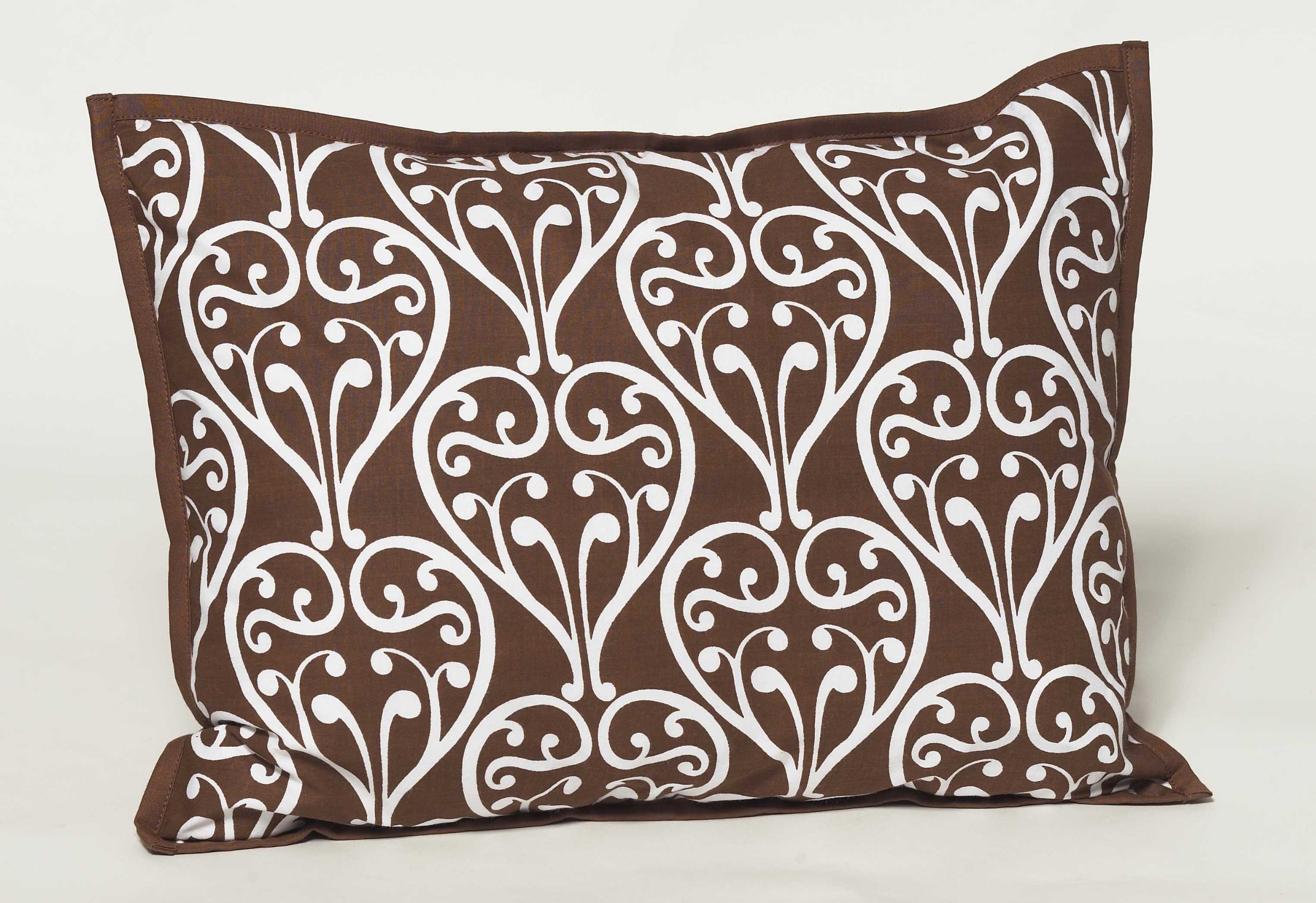 Bacati Damask White and Chocolate Decorative Pillow 12x16 Inches - Elegant Home Decor for Living Room, Bedroom, and Sofa