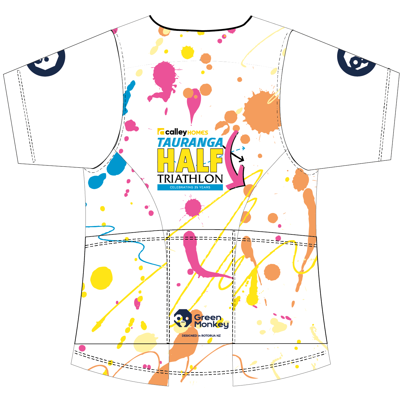 TGA Half 2024 Triathlon Jersey - White Paint Design - Performance Cycling & Running Shirt for Men & Women | Ideal for Triathlons, Cycling Races & Outdoor Training