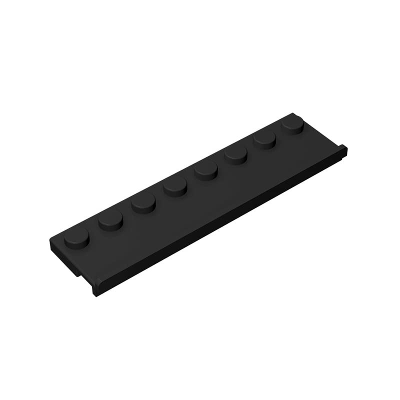Gobricks GDS-747 2x8 Plate with Gliding Groove - Compatible with Lego 30586 & Major Brick Brands - 26 Black (080) 10-Piece Set - Perfect for DIY Building Projects, Model Construction, and Creative Play