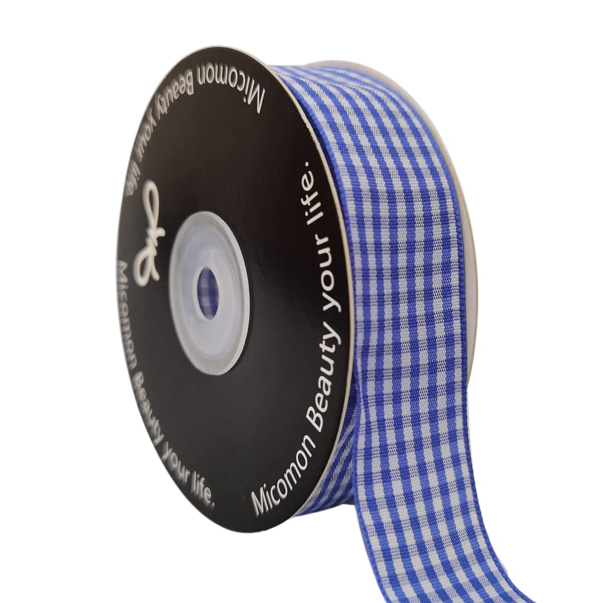 Blue and White Gingham Plaid Ribbon - 25 Yards per Roll, 1 Inch Wide, 100% Polyester - Perfect for Gift Wrapping, DIY Crafts, and Party Decorations