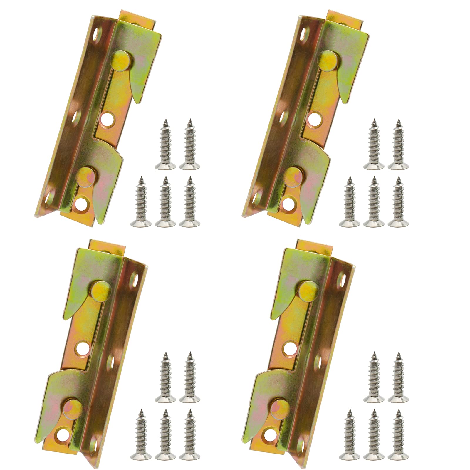 BokWin 4 Sets No Mortise Bed Rail Fittings - Heavy Duty Metal Fasteners & Wooden Bed Frame Connectors for Secure Bed Assembly - Perfect for DIY Furniture Projects, Bed Frame Repairs, and Home Improvement