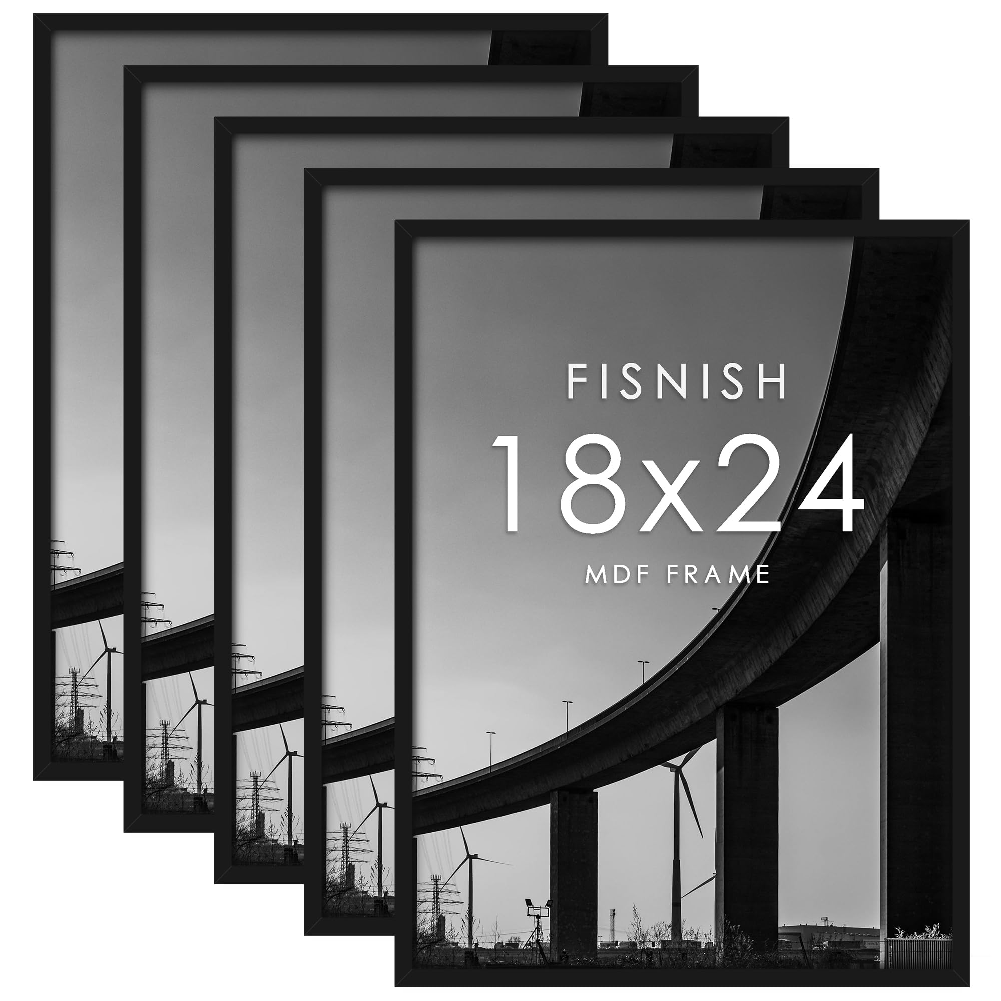 18x24 Picture Frames 5 Pack - Black Poster Frames for Wall Art Display - Horizontal & Vertical Hanging - Perfect for Home Decor, Office, Gallery & Classroom Wall Mounting