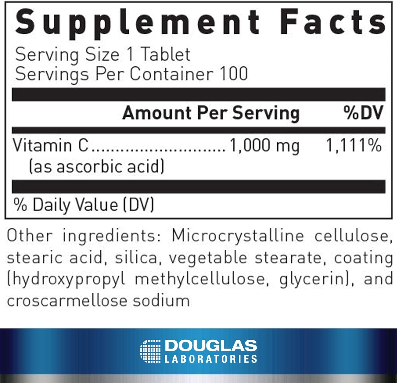 Douglas Labs Vitamin C 1000mg - Premium Immune Support Supplement with Antioxidants for Adults - Boost Energy & Skin Health - Ideal for Daily Wellness & Cold Season Defense