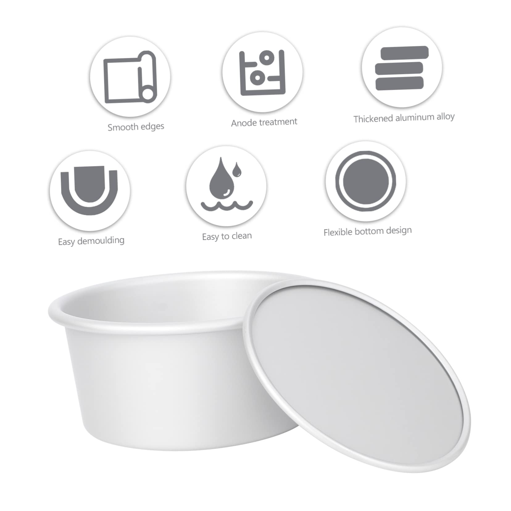 DOITOOL 6-Inch Anodized Aluminum Round Cake Pan with Removable Bottom - Perfect for Baking Birthday Cakes, Wedding Cakes & Desserts