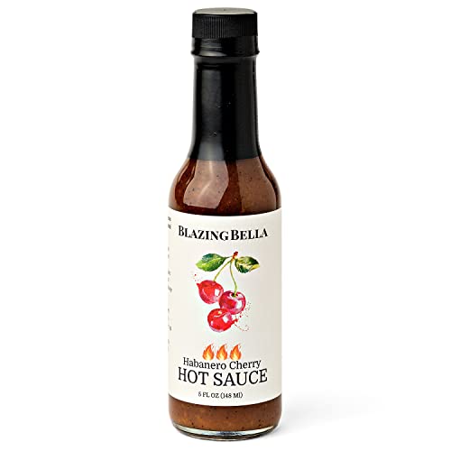 Blazing Bella Habanero Cherry Hot Sauce - 5 Fl Oz Bottle | Spicy & Sweet Flavor for Tacos, Wings & BBQ | Gourmet Hot Sauce for Cooking & Gifts