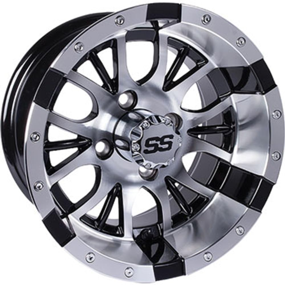 12 Inch Golf Cart Wheels and Tires Combo - GTW Diesel Machined/Black Wheels with 205/30-12 (17