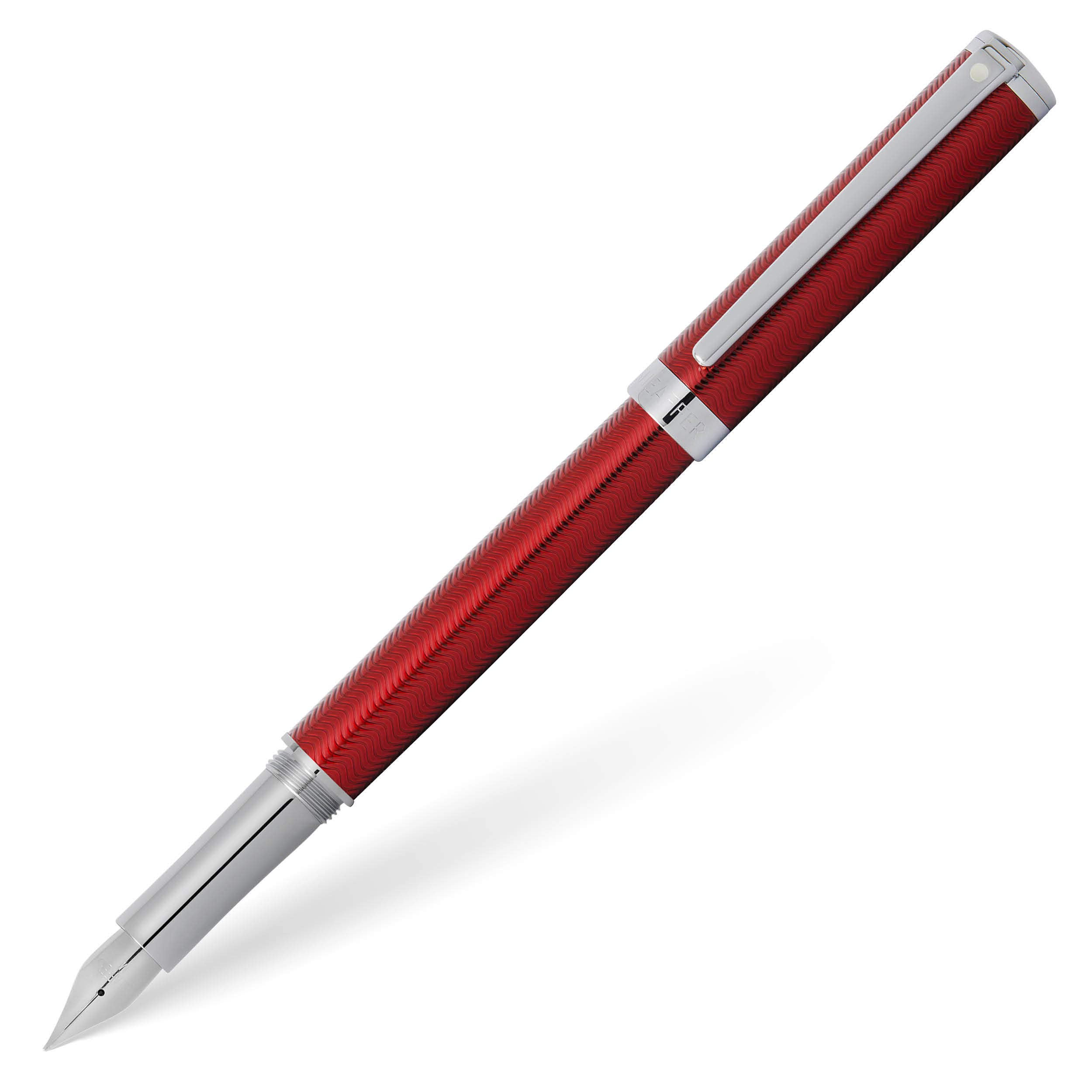 Sheaffer Intensity Engraved Red Lacquer Fountain Pen with Chrome Trim & Medium Nib - Premium Gift Set Includes Red Bottle Ink | Perfect for Business Signatures, Luxury Writing & Collector's Gifts