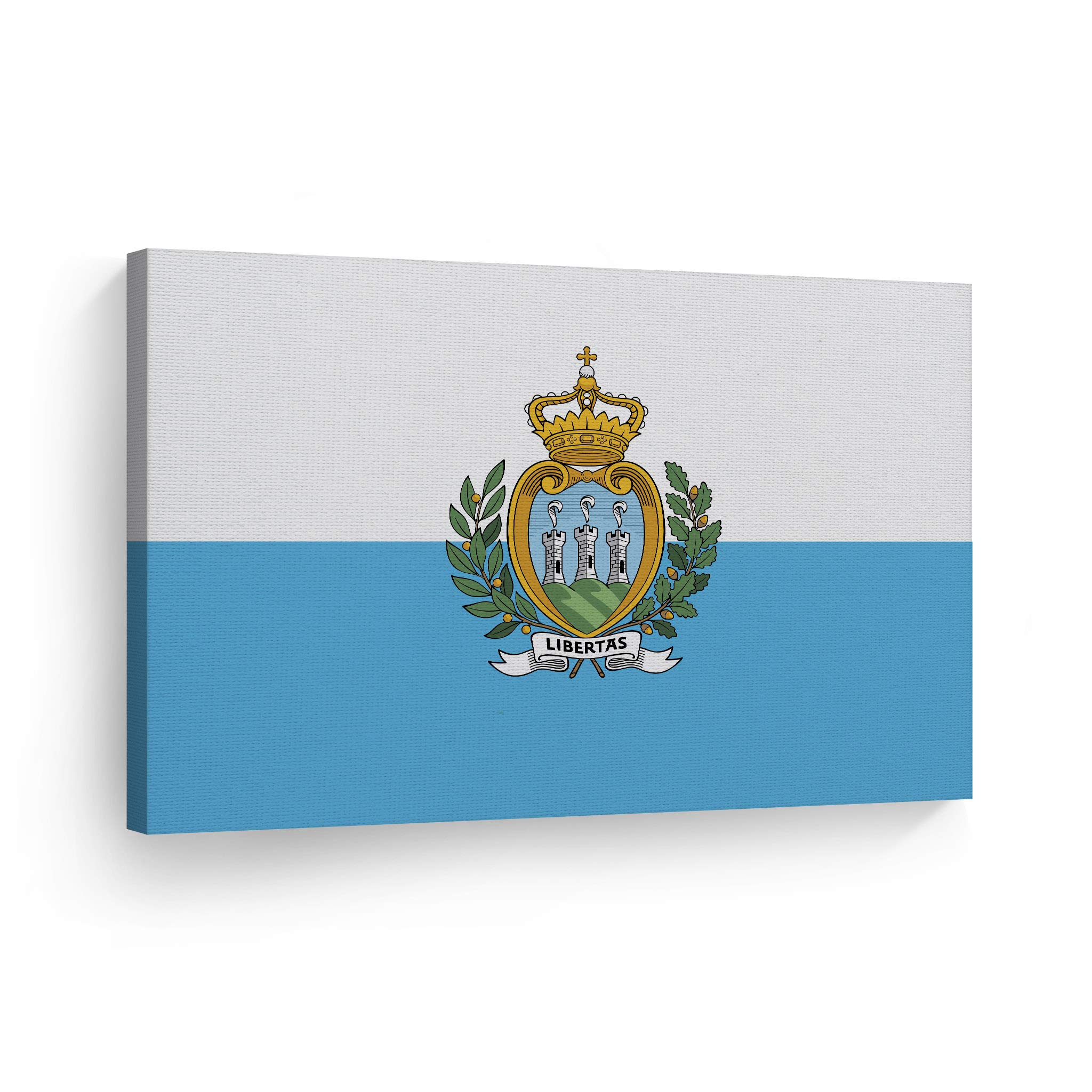 San Marino Flag Canvas Wall Art Print - 30x40 Inches, Ready to Hang, Made in USA | Modern Country Flags Decor for Office, Living Room, Dorm, Bedroom, Kitchen & Man Cave | Perfect for Sports Clubs, Bars & Home Decor Gifts