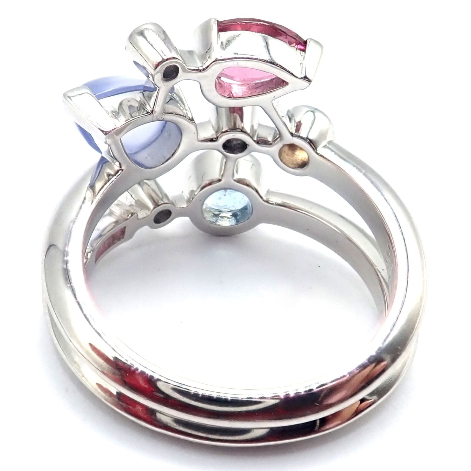 Authentic Cartier Meli Melo Platinum Ring with Chalcedony, Tourmaline, Garnet & Diamonds | Luxury Jewelry for Weddings, Anniversaries & Special Occasions