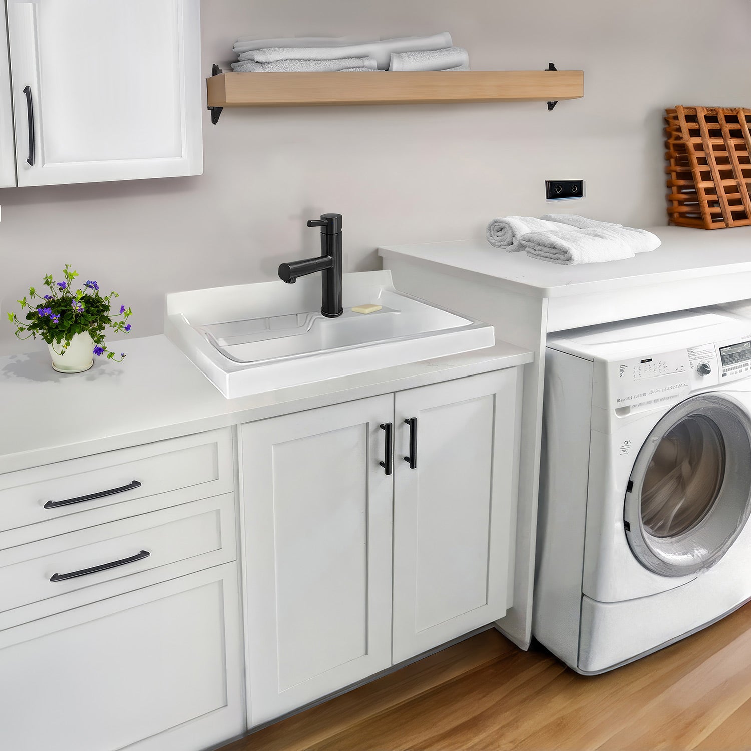 Vitreous Single Bowl Drop-In Kitchen Sink with Wire Basket & Off-Center Drain - Perfect for Small Kitchens, RV Campers & Apartment Remodels