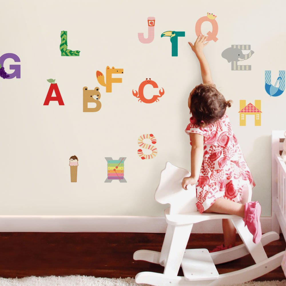 Alphabet Vinyl Wall Sticker - Medium Size, Removable Decal for Kids Room, Nursery, Classroom Decor - Perfect for Learning ABCs & Home Decoration