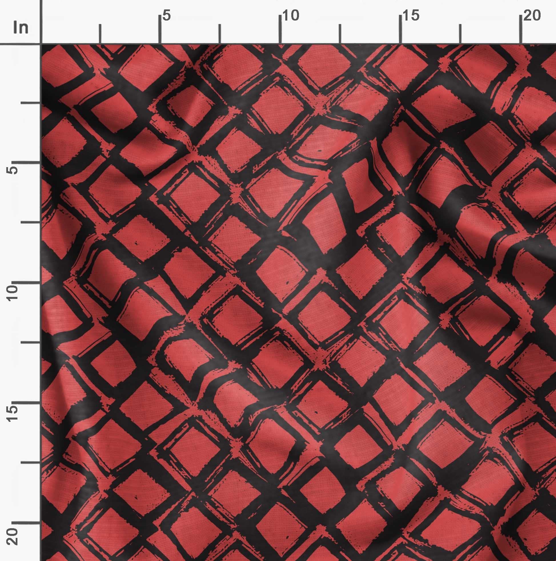 Soimoi Orange Polyester Crepe Fabric by The Yard - 52 Inch Wide Diamond Geometric Print - Elegant Classic Textile for Dresses, Curtains & Home Decor