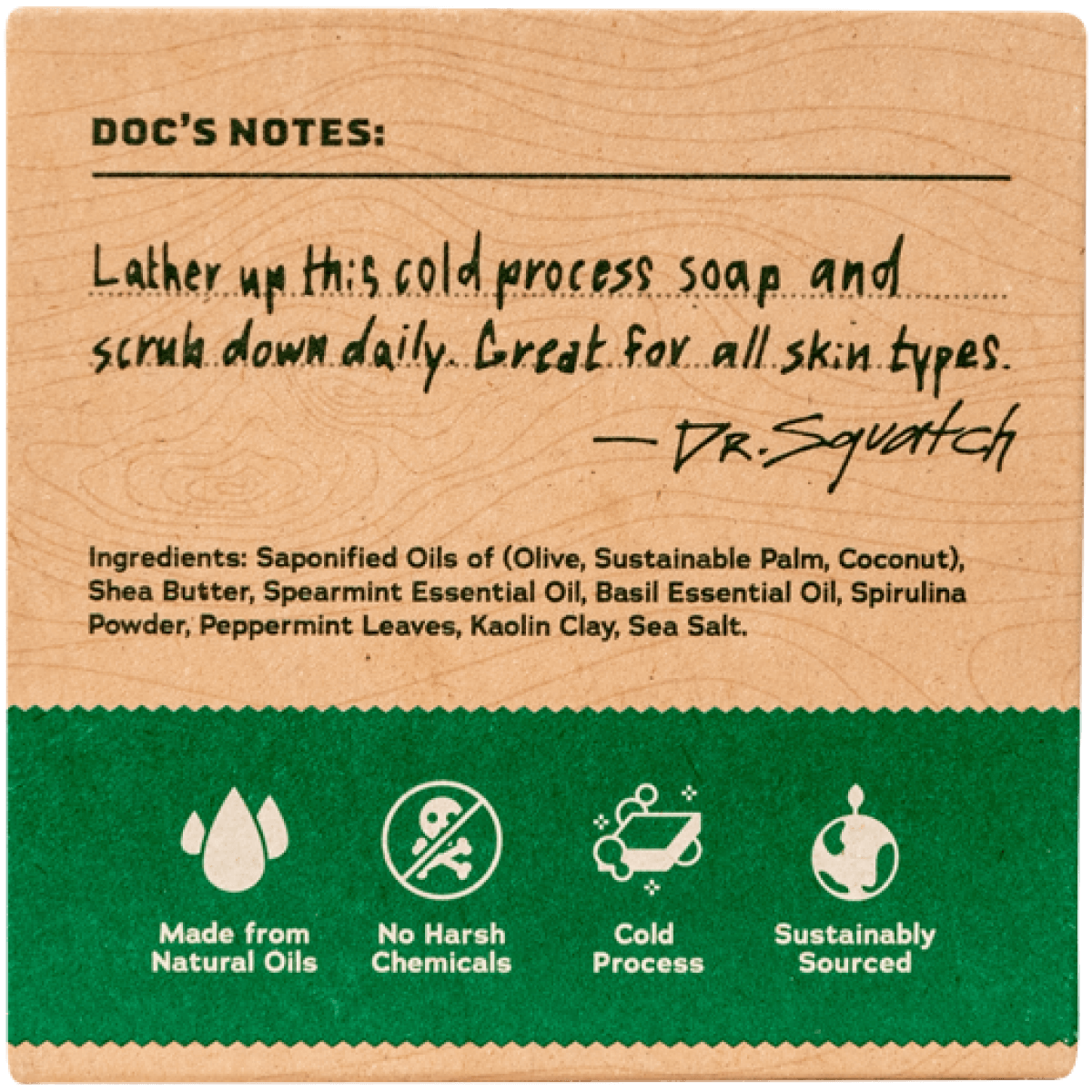Dr. Squatch Natural Spearmint Basil Bar Soap for Men - Refreshing Body Wash with Essential Oils - Perfect for Shower, Gym & Travel